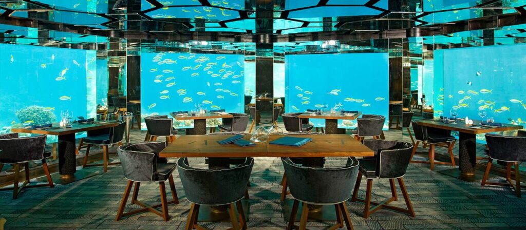 The underwater restaurant of Maldives Honeymoon resort